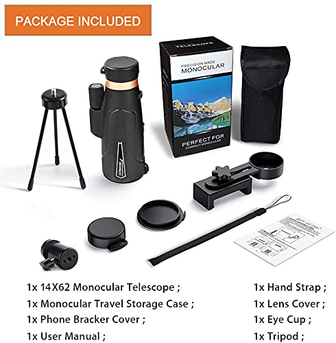 12×60 Monocular Telescope with Smartphone Holder & Upgraded Tripod, High Powered SMC & BAK4 Scope, Birthday Gifts for Men Dad Him Husband Teen, White Elephant Gift, Outdoors Survival Hiking Gear