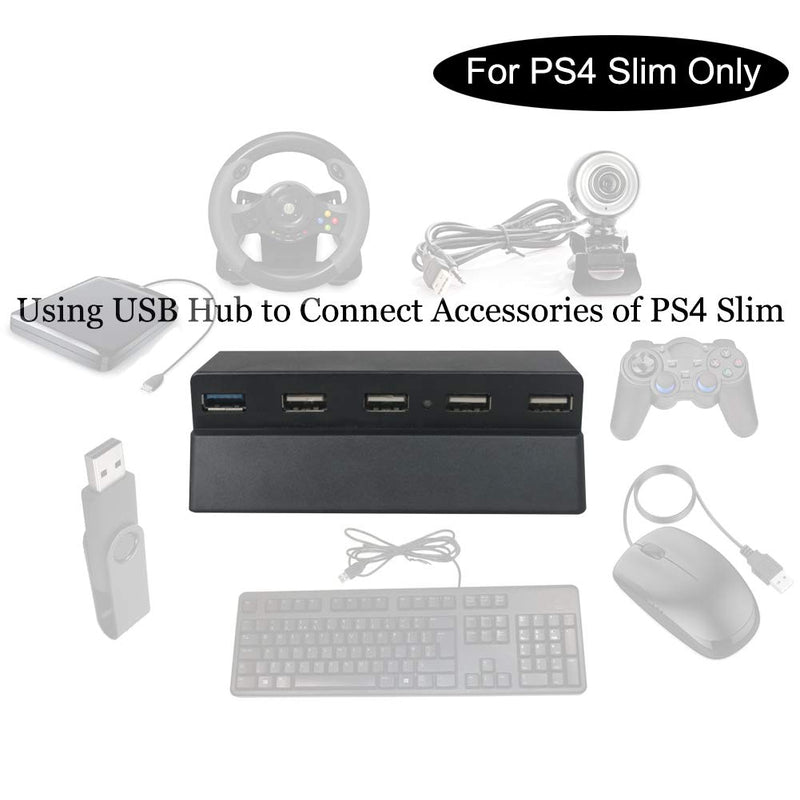 USB Hub for PS4 Slim, USB Extender/Splitter, Extra 5 USB Ports | 1 x USB 3.0 and 4 x USB 2.0