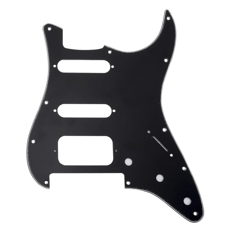 [AUSTRALIA] - Musiclily Pro 11-Hole Round Corner HSS Guitar Strat Pickguard for American/Mexican Fender Stratocaster Open Pickup with Floyd Bridge Cut, 3Ply Black 