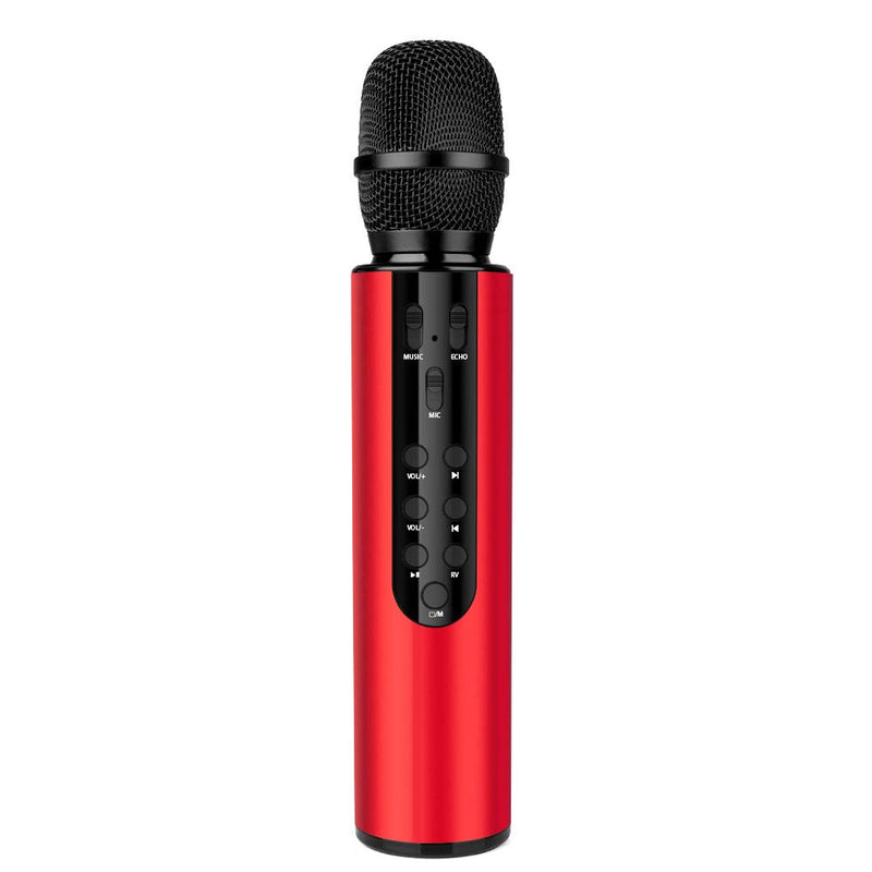 Karaoke Microphone Wireless, 4-in-1 Portable Handheld Wireless Karaoke Bluetooth Microphone with Built-in Sound Card for Home Parties,Travel,Music Recording,Car Singing (Red) Red
