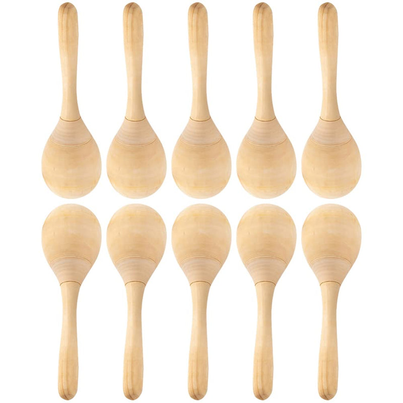 10Pcs Maracas Hand Percussion Rattles DIY Wood Maracas with Crisp Blow Sound for Music Party Favors 7.86X2.36X2.36Inch