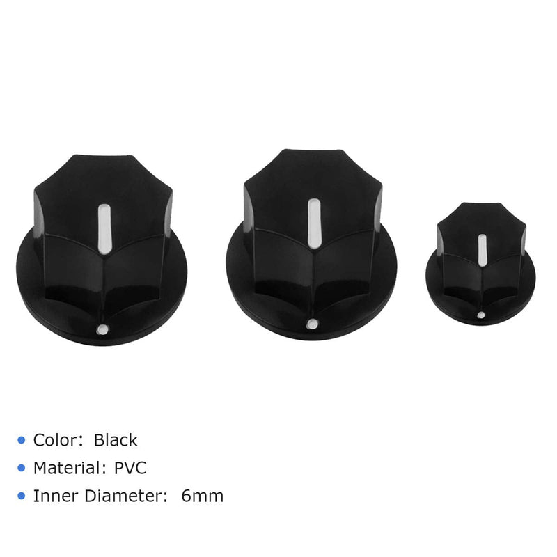 FLEOR Black Bass Guitar Knobs Plastic Volume Control Knobs 2 Big & 1 Small Size for JB Bass Parts