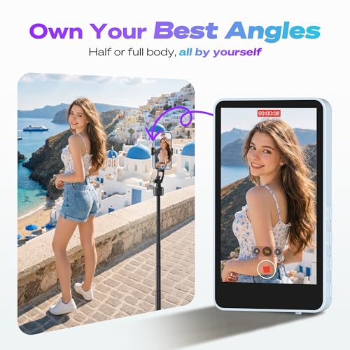 SYNCO XView Selfie Monitor Screen for iPhone 7-16 Series, 4K/60fps & P2P Private View Wireless, Magnetic Back Camera Monitor with 164ft Range for Makeup, GRWM, Travel Vlog,TikTok & YouTube(Blue) Blue