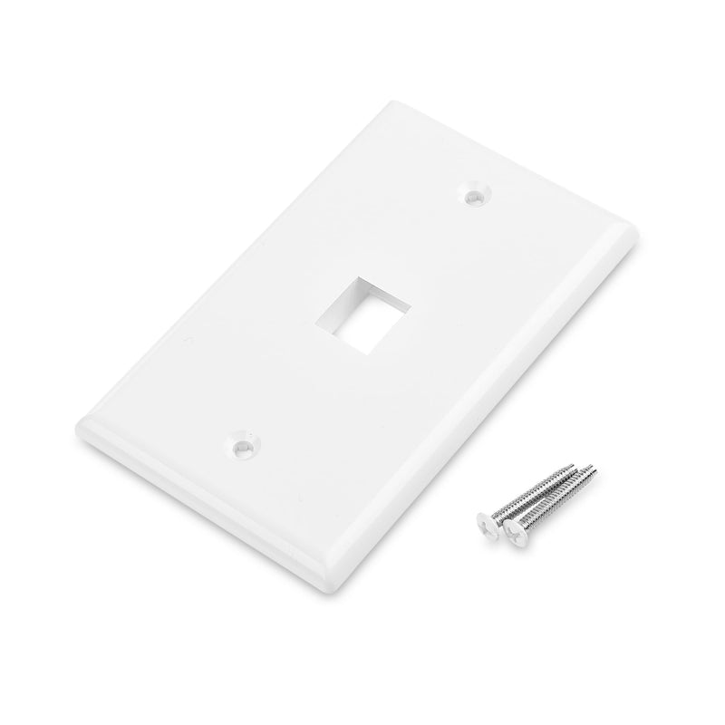 Cable Matters 10-Pack Low Profile 1-Port Keystone Jack Wall Plate, RJ45 Wall Plate for Keystone Jacks in White