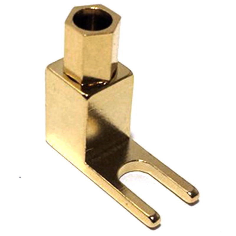 CESS Right Angle Spade Fork & Binding Post - 4mm Banana Plug Socket - Spade Fork Connector for Speaker & Power & Amp (jcx) (10 Pack)