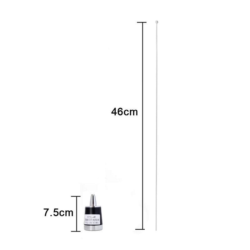 HYS Dual Band NMO Antenna, 21Inches 2.15dBi 144/430MHz 100Watt Whip for Yaesu Motorola ICOM Kenwood Mobile Radios Transceiver silver