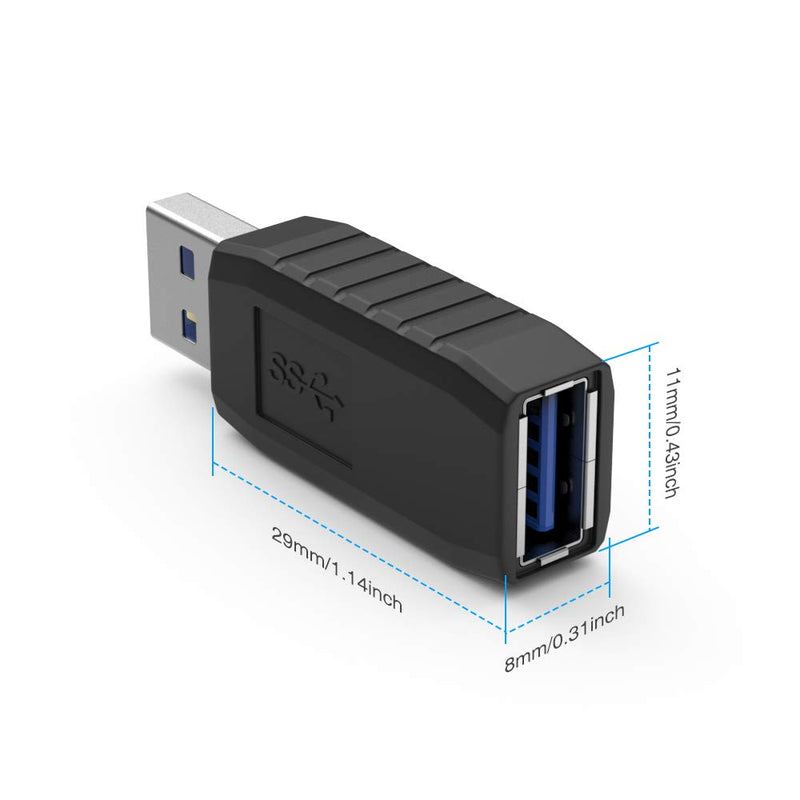 ELUTENG USB Coupler Male to Female 4Packs USB 3.0 Type A Adapter Superspeed 5Gbps USB Port Extension Connector Bridge Compatible with Laptop Computer Hard Drive Printer Camera