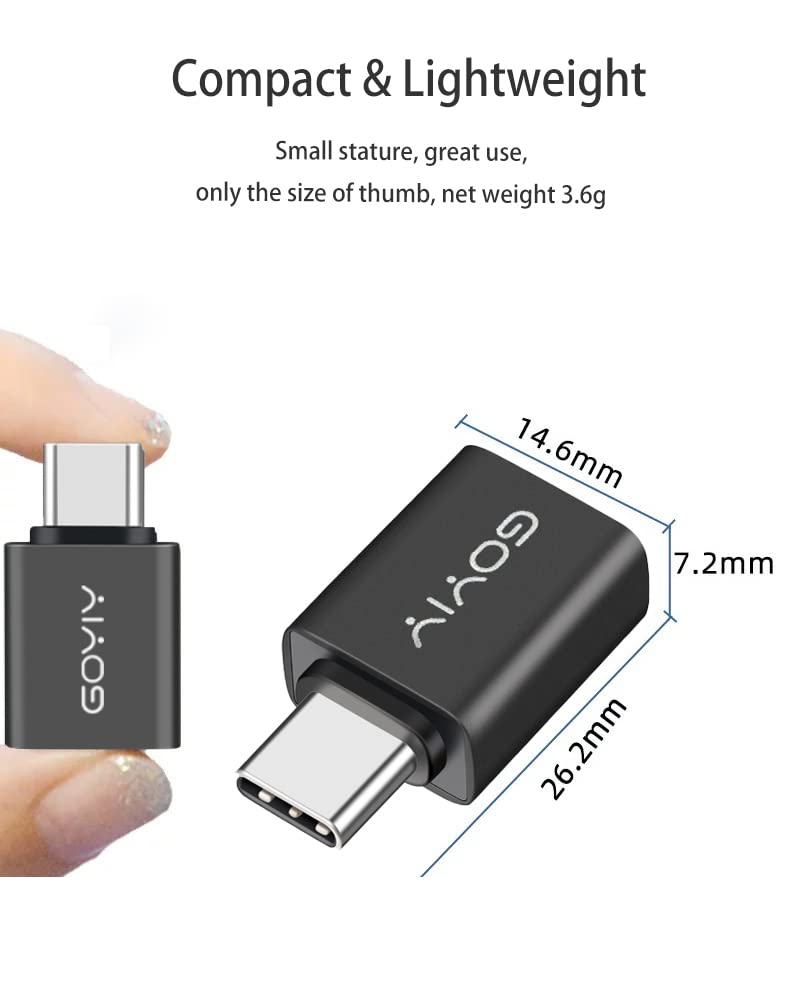 GOYIY USB C to USB Adapter, USB C Male to USB Female Adapter, USB3.2 Gen 2，2-Pack, Compatible with MacBook Pro/Air, iMac, iPad Mini/Pro, Mobile Phone and Other Type C or Thunderbolt 4/3 Devices(Black) Black