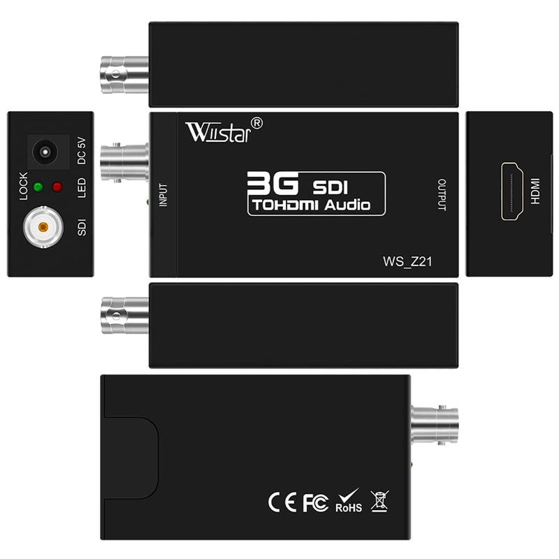 [AUSTRALIA] - Wiistar SDI to HDMI Converter 3G/HD-SDI to HDMI Audio Video Adapter Full HD 1080P for Camera CCTV Showing on HD Display 
