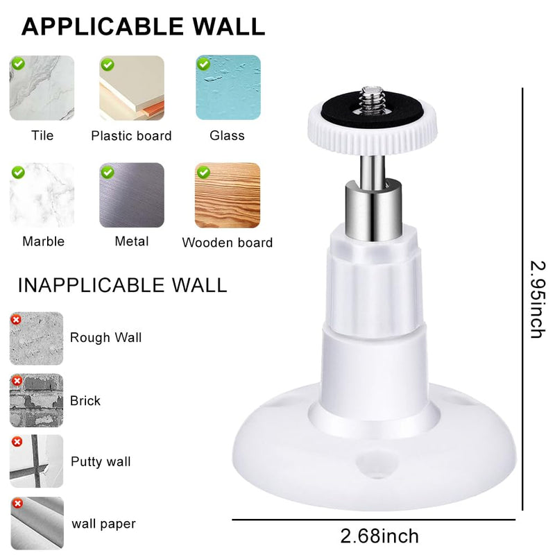 1 Pack Adhesive Ring Camera Mount Stick Up Mount Holder Compatible with Outdoor Security Camera, 360° Degree Adjustable Security Mounting Bracket,Camera Not Included (White, 1 Pack) White