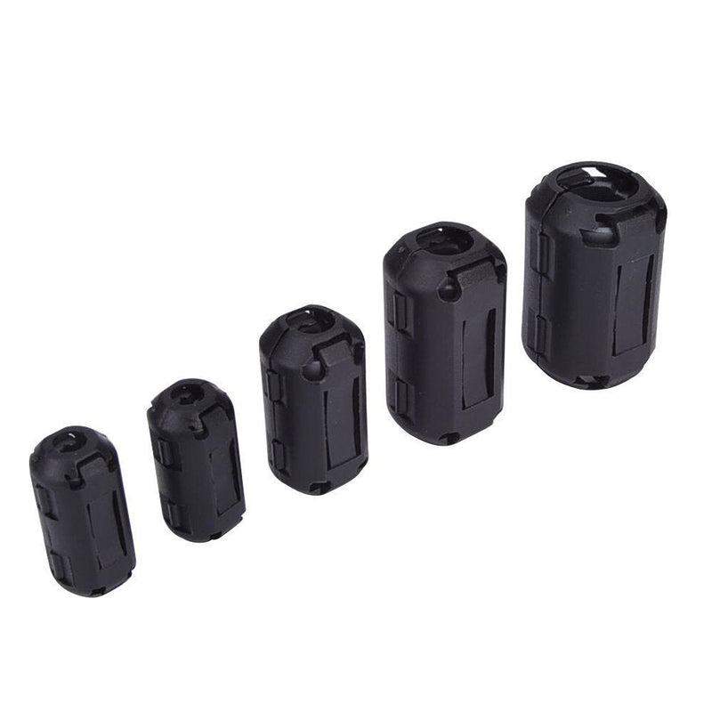 Ferrite Ring Core Ferrite Beads Clip RFI EMI Noise Suppressor Anti-Interference Cable Clip for 3.5mm/ 5mm/ 7mm/ 9mm/ 13mm Diameter Cable, Black (20) 20