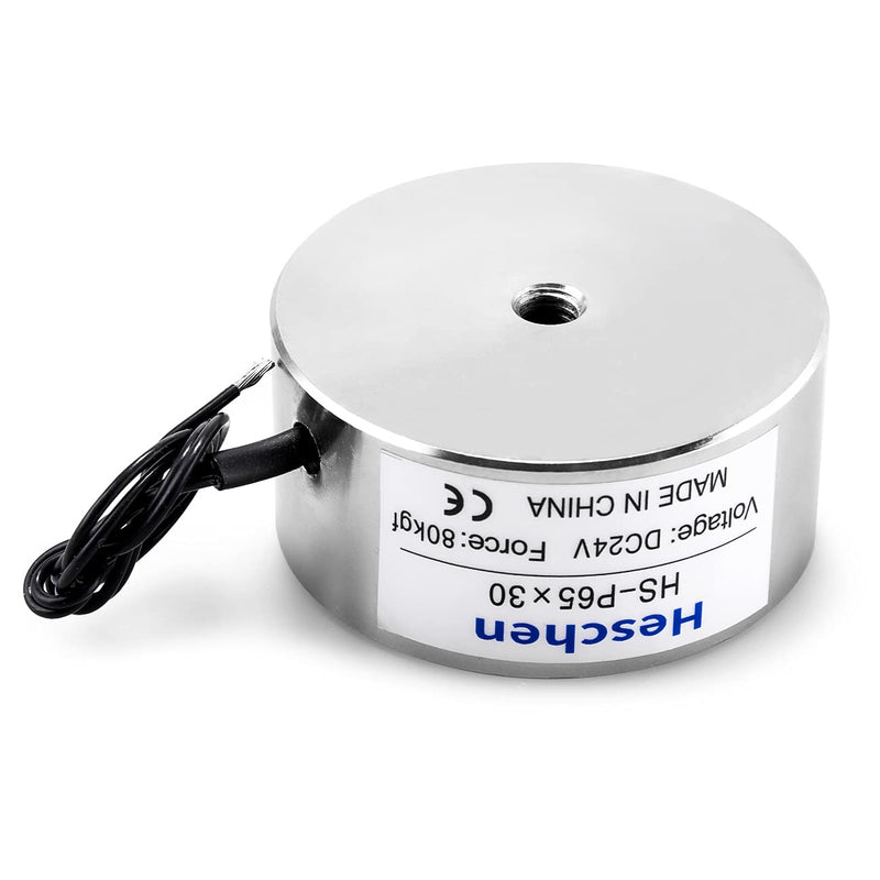 Heschen Elektromagneten Magnet P65/30, OD: 65 mm Solenoid Valve DC 24 V 80Kg/176 lb