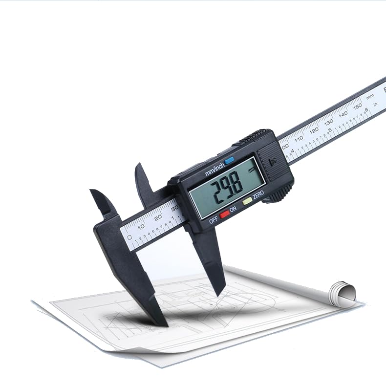 jj-shop24 Digital Caliper, Calliper Gauge, 0-150 mm, Digital LCD Display, Carbon Fibre Plastic, Caliper Gauge for Outdoors, Depth and Step Measurement