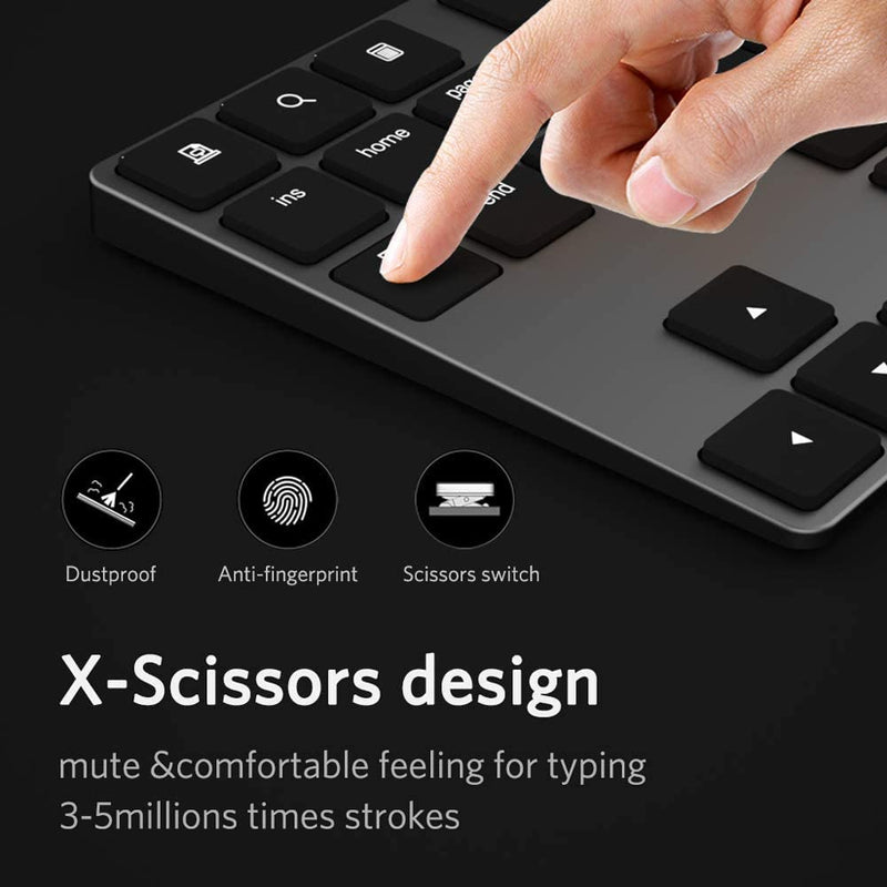 JOYEKY Bluetooth Number Pad, Wireless Numeric Keypad | Number Pad for Laptop,USB-C Rechargeable,34-Keys Bluetooth Numeric Keypad L325
