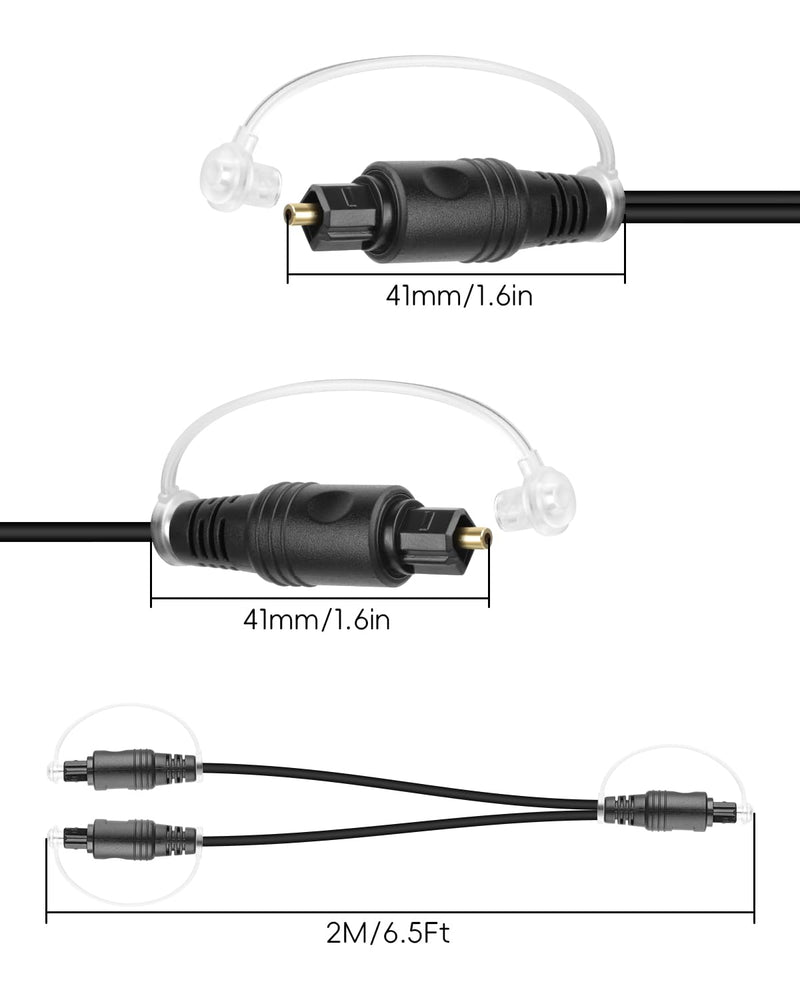 [AUSTRALIA] - GELRHONR 1 in 2 Out Digital Optical Audio Splitter, Toslink Fiber Optic Splitter with Dust Caps for TV, DVD, HDTV, Home Theater, Sound Bar, Amplifier (2M Male) 2M Male 