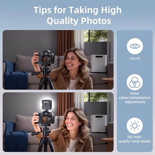 Zeadio RGB Camera Video Light - 800LM Adjustable 3000K-7000K Color Temperature & 6 Colors, CRI95 Portable Pocket LED Light for DSLR/Tabletop Filming/Selfie/Cell Phone/Photography, Pack of 2