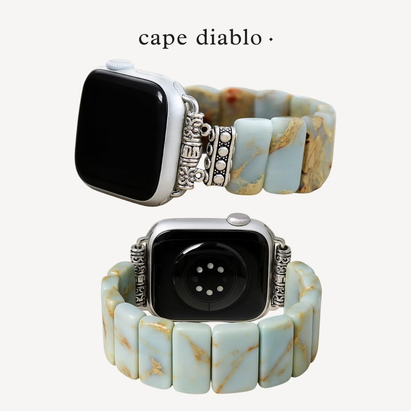 Cape Diablo Smart Watch Band for Women - Handmade Gemstone Strap - Compatible with 38mm-45mm Apple Faces Small - Fits 5.75-6.25 inch wrists Earth Tibetan