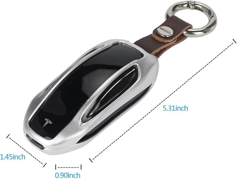 Tesla Key Fob Cover Case, Alumium Hard Keyless Remote Flip Key Protection Case Shell Cover Key Chain for Men Women (Model X, Silver) Model X