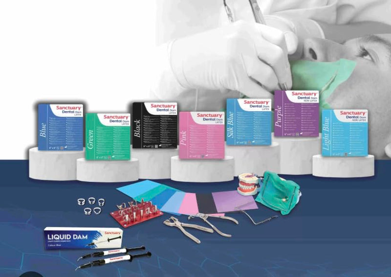 (Made in Malaysia) SANCTUARY Dental Dam Latex 5"X5" (Heavy Gauge) Blue Unscented, 52 Sheets, Powder-Free