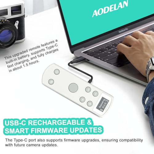 Remote Control for Canon Camera,Rechargeable Wireless Shutter Release White Display Remote Control for Canon