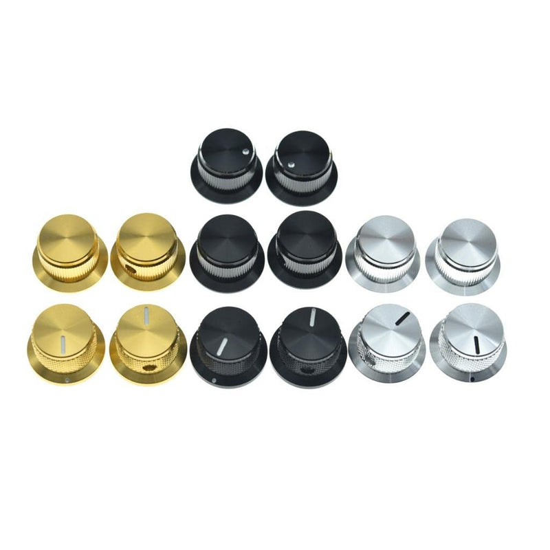 [AUSTRALIA] - KAISH 2pcs Aluminium Potentiometer Knobs 1/4" Universal Top Hat Knobs Bell Control Knob with Set Screw for Guitar/Bass/AMPS/Preamps Black with Indicator Pack of 2 Black with Indicator-2 