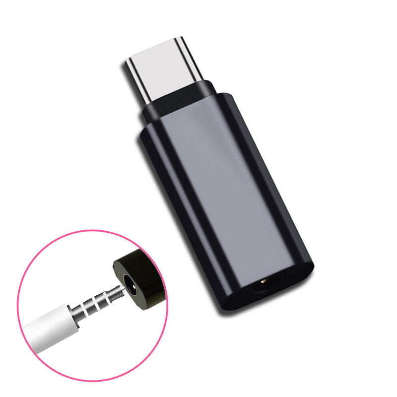 Cablecc Type-C to 3.5mm Earphone Adapter USB-C 3.1 Male to AUX Audio Female for Xiaomi 6 Mi6 Letv 2 Pro 2 Max2 (Black) straight