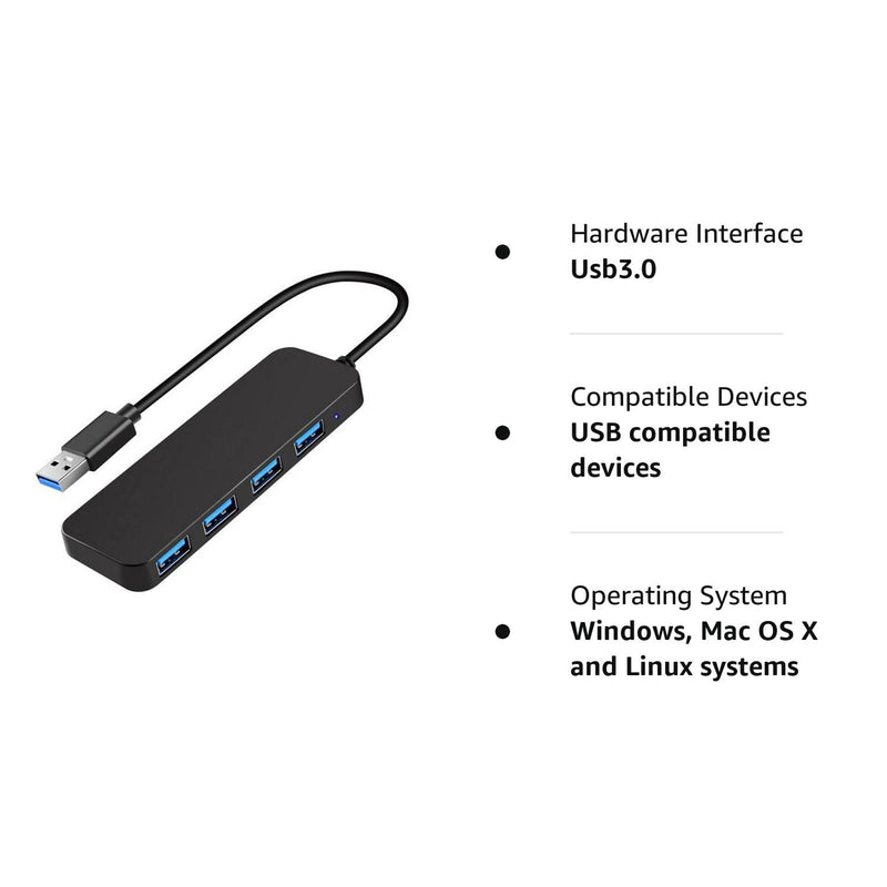 USB 3.0 Hub, VIENON 4-Port USB Hub USB Splitter USB Expander for Laptop, Xbox, Flash Drive, HDD, Console, Printer, Camera,Keyborad, Mouse Expand 4 USB