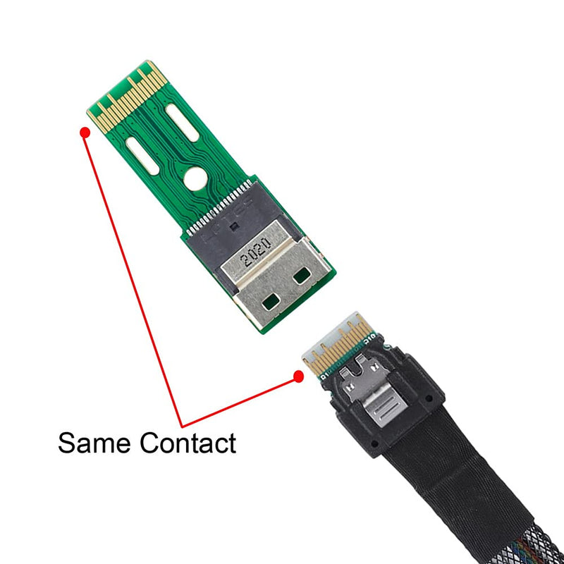NFHK PCI-E Slimline SAS 4.0 SFF-8654 4i 38pin to SFF-8654 38pin Male to Female Extender Adapter Test Tools Green 4i