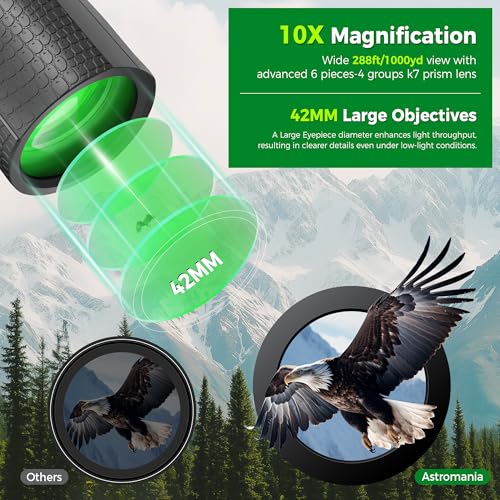 Astromania 10x42 Compact Binoculars BK7 Prism as Gift for Bird Watching