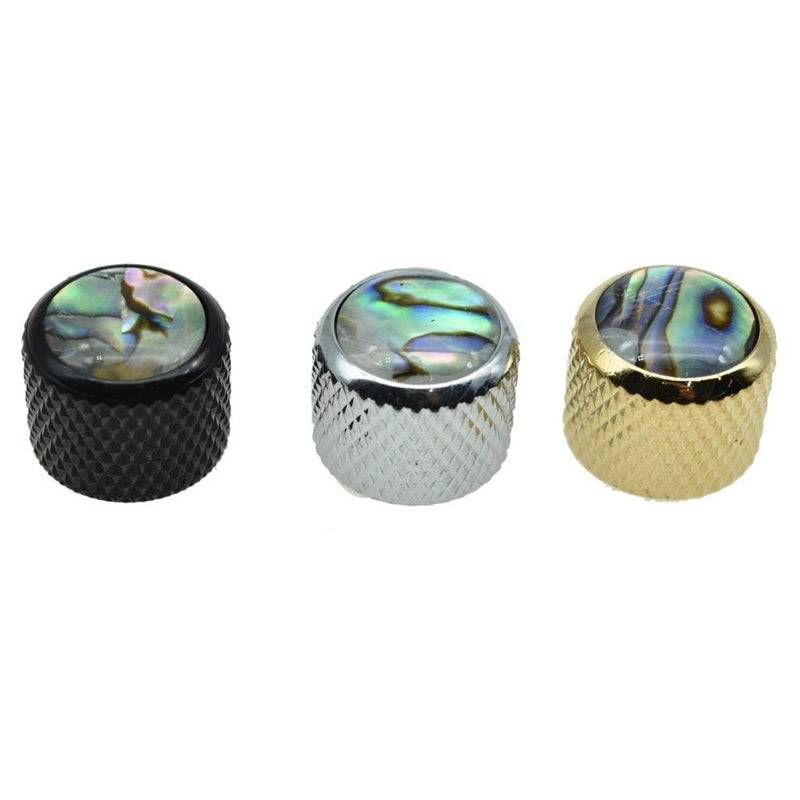 KAISH Gold Large Size 2pcs Push on Fit Abalone Top Dome Knobs Abalone Inserts Import Style Guitar Bass Knobs for Precision P Bass or Tele Guitars
