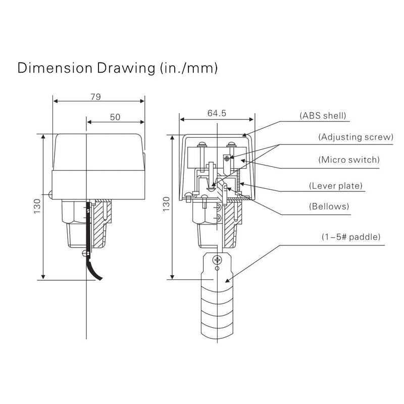 Flow Monitor, 1/2 Inch Adjustable Thread Connection SPDT Contacts Water Paddle Flow Valve Switch 1.0MPa Flow Regulator for Water Treatment System, Central Air Conditioning etc. (Red)