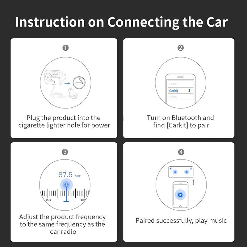 [AUSTRALIA] - FM Transmitter Bluetooth 5.0 Hands-Free Car Kit with Quick Charge QC 3.0 Car Radio Adapter with Microphone CVC Noise Reduction 