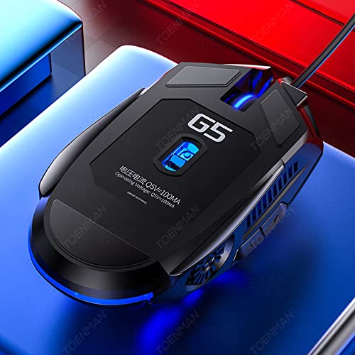 Gaming Mouse Wired,6 Buttons, 4 Adjustable DPI Up to 3200 DPI, 7 Circular & Breathing LED Light, Multifunction Wired Mouse Used for Games and Office (Black) Black