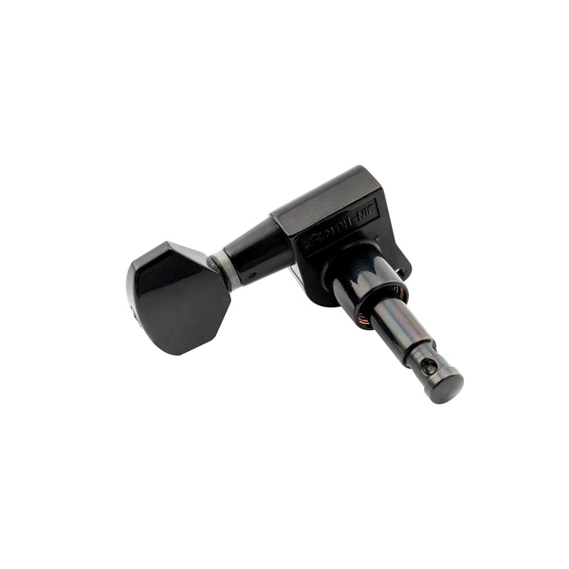 Wilkinson WJN07 6 inline EZ-LOK Guitar Tuners Machine Heads 19:1 Ratio Tuning Pegs Keys for Fender Strat Stratocaster Tele Telecaster Electric Guitar Replacement Parts, Black