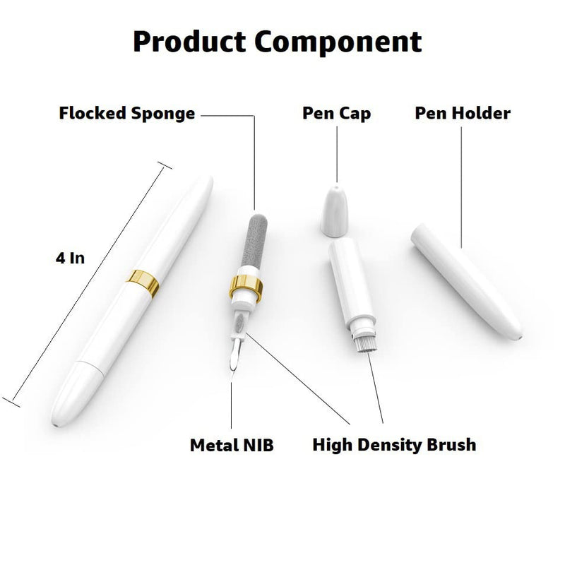 ECP4in1 for Airpod Cleaner Kit Equipped with a Flocked Sponge a Metal Pen Tip 2 High-Density Brush Easy Clean Hard-to-Touch Place Earbud Cleaning Kit Tool for Airpods Pro 1 2 3 -Gold Gold
