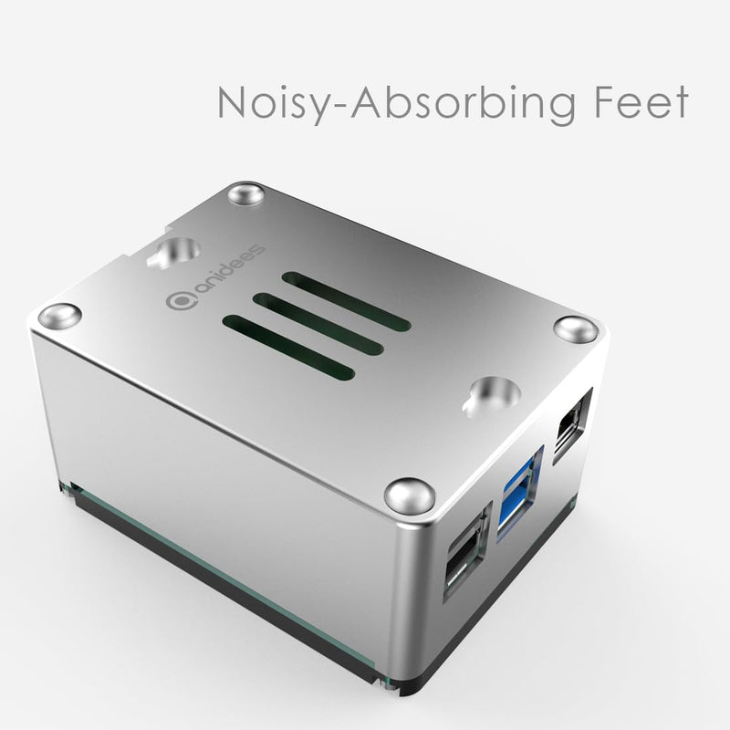 anidees Aluminum Extra High Pi case for Raspberry Pi 5 – Silver (AI-PI5-SG-H)