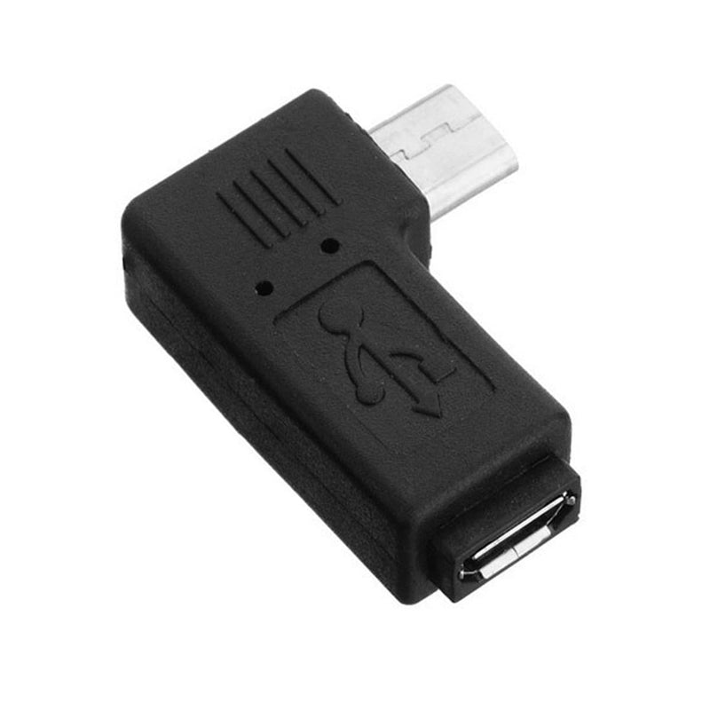 JSER 90 Degree Left Angled Micro USB 2.0 5P Male to Female M to F Extension Adapter