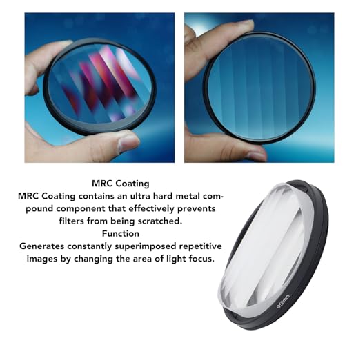 ASHATA Linear Glass Prism Filter, 58mm, MRC Coating, Special Effects, Repetitive Image, Foreground Blur, for Photography