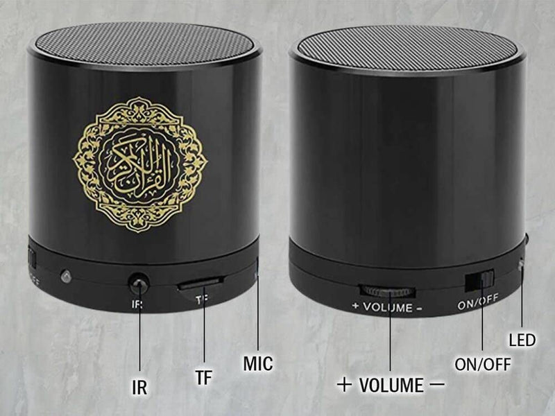 Portable Quran Speaker with Remote Control - MP3 Player, 18 Reciters & 15 Translations (Black)
