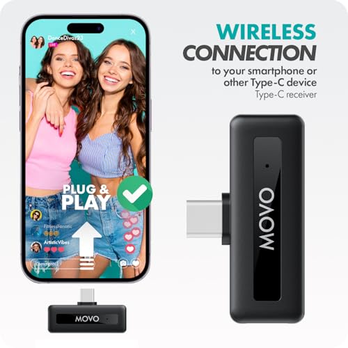 Movo VXR10 Shotgun Mic with WM-VXR10 Wireless USB-C Microphone Adapter and Tripod - for USB-C Devices Including iPhone 15+, iPad, Computer, Android, and More USB Type-C
