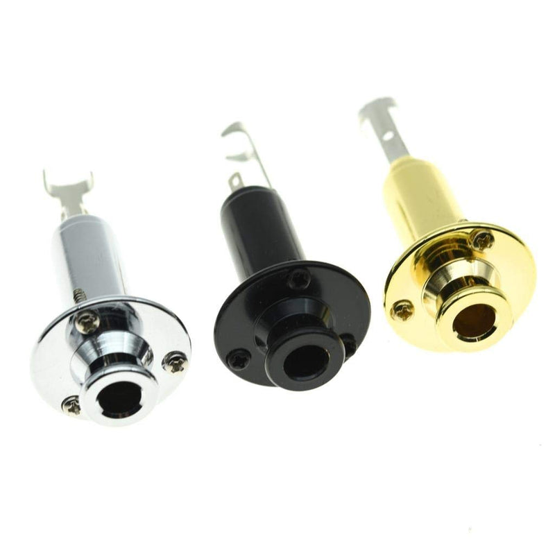 KAISH 6.35mm Acoustic Electric Guitar Bass Mono Endpin Output Jack Strap Button Jack Socket Chrome