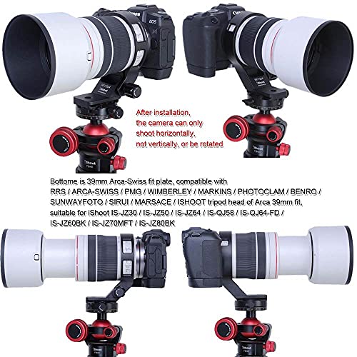 iShoot Metal Lens Collar Tripod Mount Ring Compatible with Canon RF 70-200 f/4L is USM, Lens Support Holder Bracket Bottom is Arca Fit Quick Release Plate Dovetail Groove for Arca Tripod Clamp