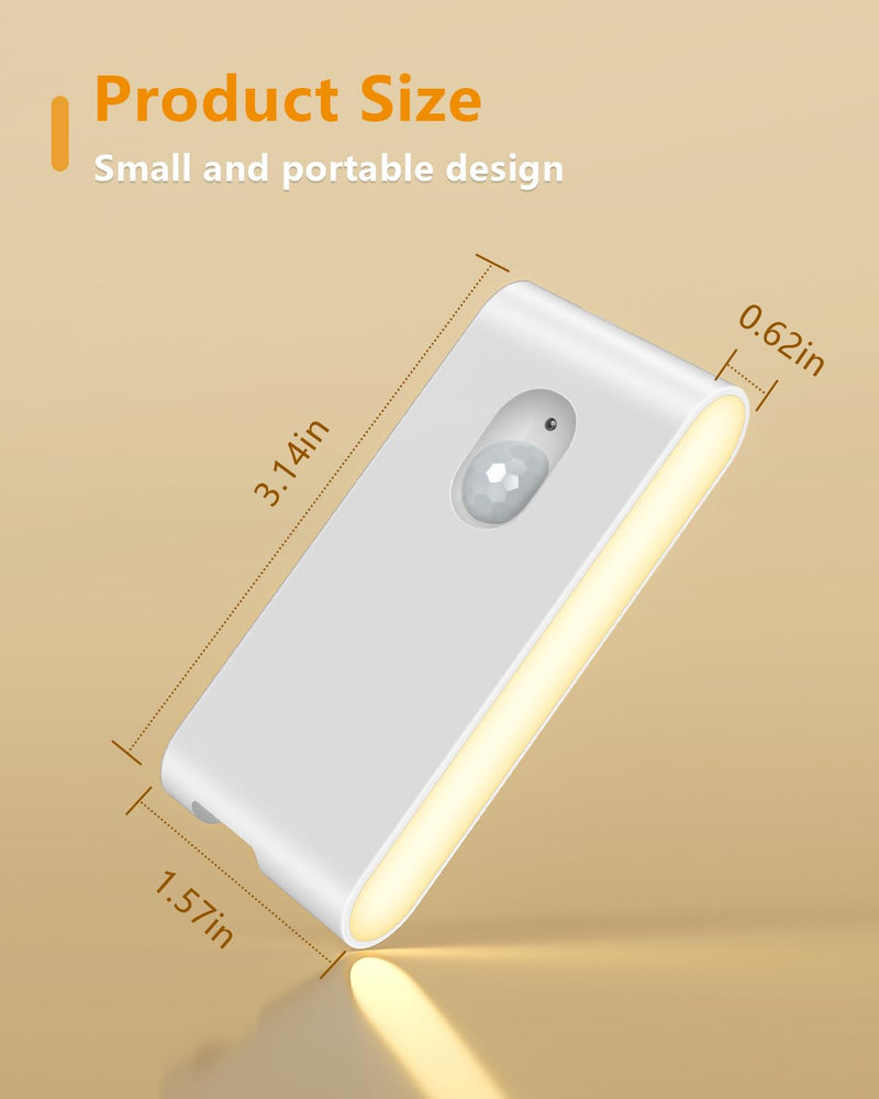 [AUSTRALIA] - WILLED Motion Sensor Night Light, Rechargeable Stair Lights Indoor, Warm White Motion Sensor Light Indoor, Battery Operated Night Light for Hallway, Stairway, Bathroom, Bedroom, Kitchen, 6 Pack 