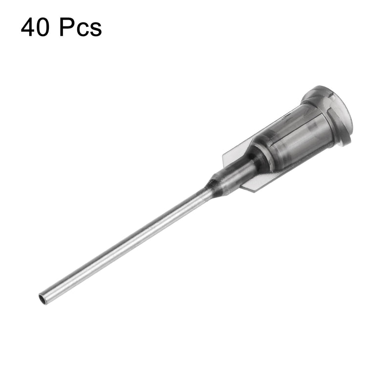 QUARKZMAN Industrial Blunt Tip Cannula 16G 1 Inch Length with Luer Lock Screw Connection, Dispensing Cannula for Liquid Glue Gun, 40 Pieces (Grey)