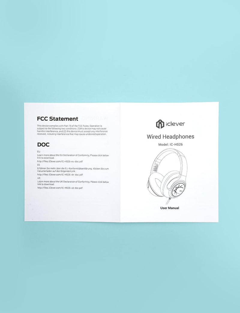 iClever Kids Headphones with Cord, 85dBA Safe Volume Wired Headphones for Kids, Stereo Sound Foldable Adjustable, 3.5mm Jack, Over Ear Kids Headphones for School/Boys/Girls/iPad/Tablet/Travel, Blue