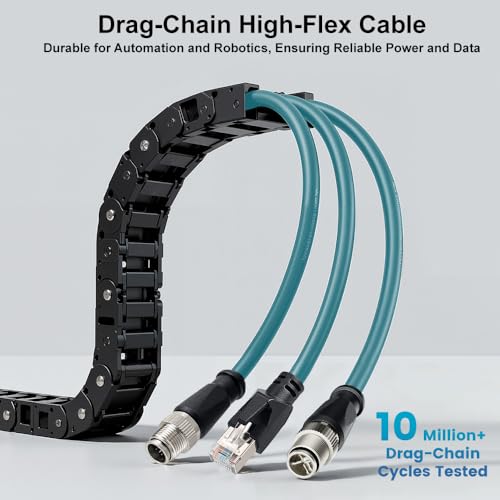 Alvin's Cables M12 8 Pin X Code to RJ45 Industrial Ethernet Cable for Cognex in Sight 8200 8400 Series IP67 Waterproof Shielded Cord for Industrial Camera 16.4ft/5M 5M/16.4FT Straight 8 Pin Green