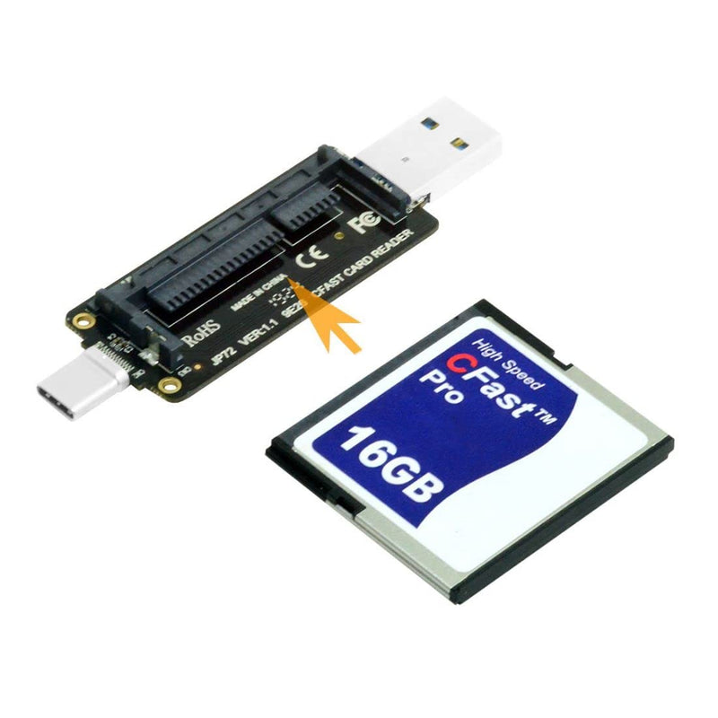 ChenYang CFast Card Reader,USB 3.0 3.1Type A ＆ Type C Male to CFast 2.0 Card PCBA Adapter CFast Card Reader for Desktop Laptop CFast to USB 3.1