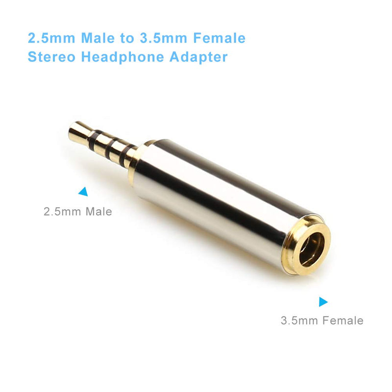 LEOU 3.5mm Male to 2.5mm Female and 2.5mm Male to 3.5mm Female Audio Headphone Adapter Headset Converter 3 Ring Gold Plated Jack Plug Stereo -2PCS