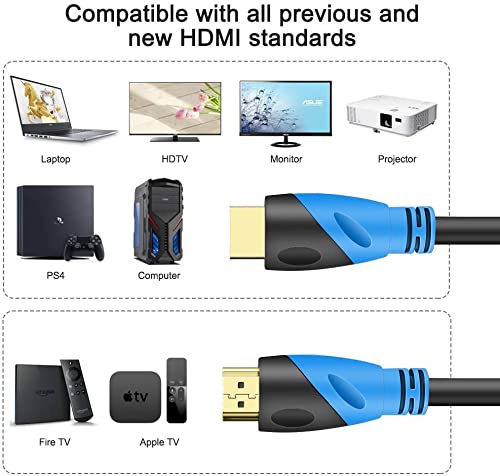 4K HDMI 100 FT Cable (HDMI 2.0,18Gbps) Ultra High Speed Gold Plated Connectors,Ethernet HDMI Cord, 4K@60HZ 2K 1080P 3D ARC Compatible with UHD TV Monitor Laptop Xbox PS4/PS5 ect(30m)