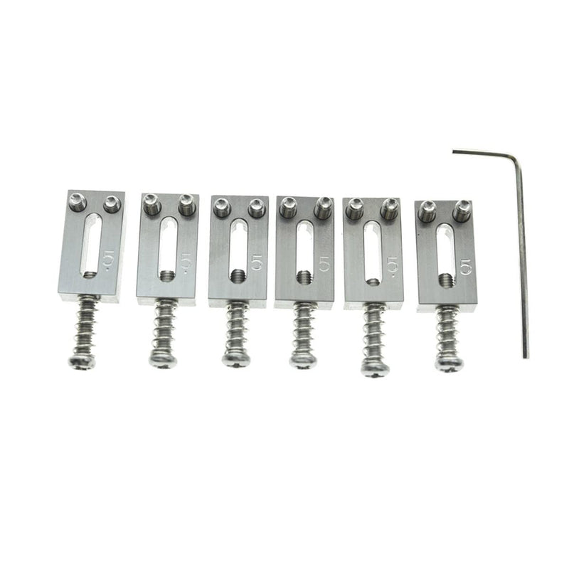 KAISH Upgraded Version Stainless Steel Guitar Bridge Saddles 10.5mm String Spacing with Nickel Screws for Stratocaster/Telecaster 10.5mm with Nickel Screws
